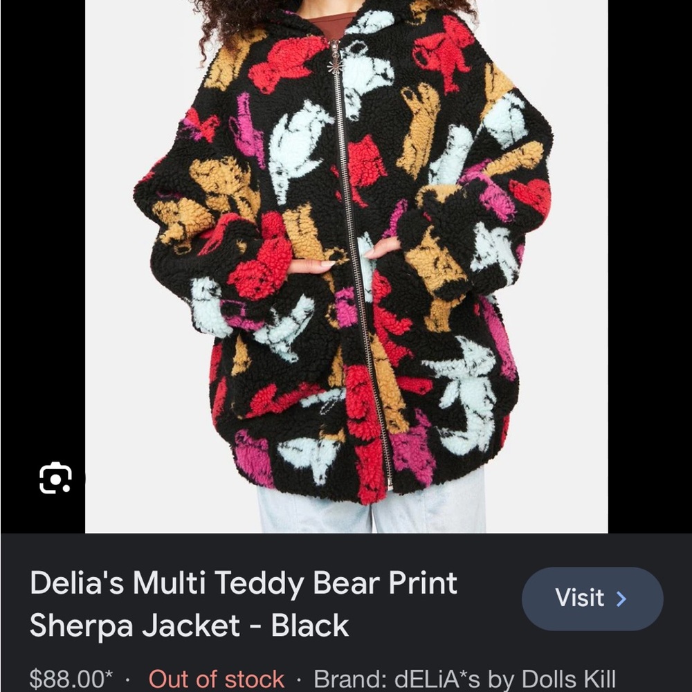 dELiA’s Multi Teddy Bear Print Sherpa Jacket